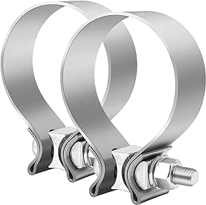 EVIL ENERGY 3.5 Inch Exhaust Clamp,3 1/2" Narrow Band Muffler Clamp Stainless Steel for Pipes,Mufflers,Catalytic Converters 2PCS