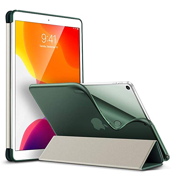 ESR for iPad 10.2 Case,Rebound Slim Smart Case for iPad 7th Generation 10.2'' 2019, Auto Sleep/Wake,Viewing/Typing Stand Case, Flexible TPU Back with Rubberized Coating Cover,Green