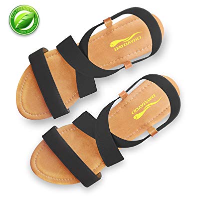Sandals For Women │ Cute Comfortable Flat Sandals With Elastic Strap│Durable Slip On Women’s Sandals With Lightly padded Soft Insole│Ladies Gladiator Boho Cushion Shoes For Summer Fashion Casual