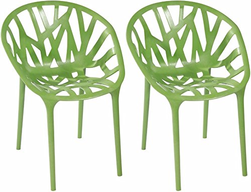 Mod Made Branch Cut Out Dining Chair Stackable, Green, Set of 2