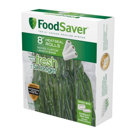 FoodSaver 8" Roll with unique multi layer construction, BPA free, 3pk