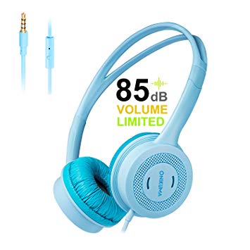 Kids Headphones-Headphones for Kids with 85dB Volume Limited Headset for Cell Phone iPod MP3,On Ear Headphones with in-line Mic and 3.5mm Audio Jack,Kids Friendly Safe Material(Blue)