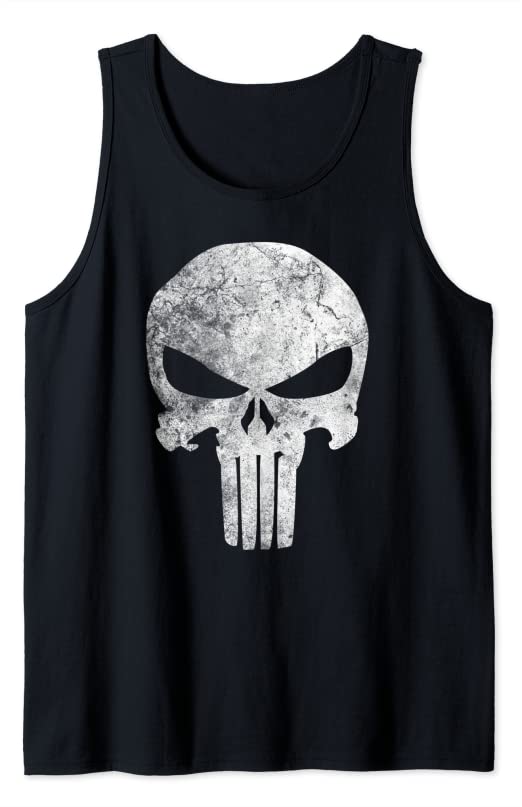 Marvel Punisher Skull Symbol Distressed Tank Top