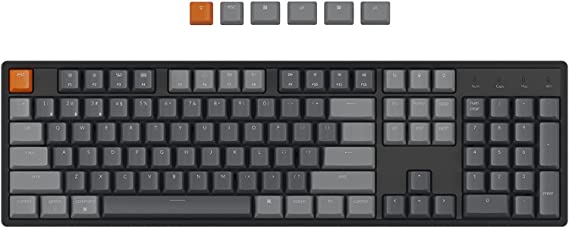 Keychron K10 Full Size Layout RGB Hot Swap Mechanical Keyboard, Multitasking 104 Keys Bluetooth Wireless/USB Wired Gaming Keyboard with Gateron G Pro Red Switches, Aluminum Frame, for Mac Windows