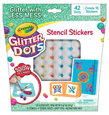 Crayola Glitter Dots Stencil Stickers Craft Kit Age 7