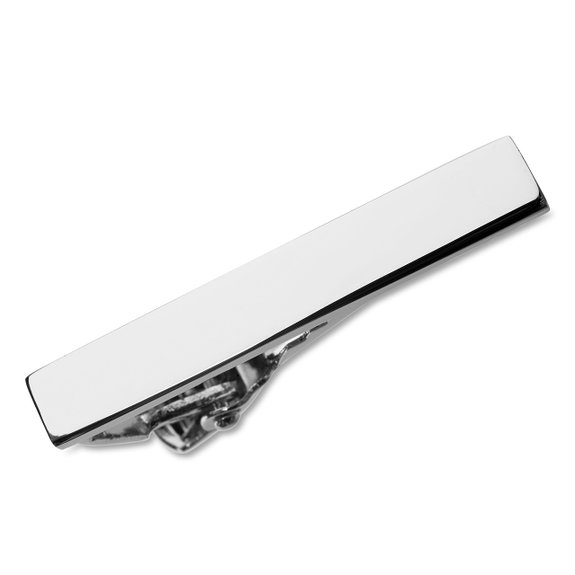 Skinny Tie Bar Clip Silver Tone 1.5 Inch, Premium Clasp by Puentes Denver
