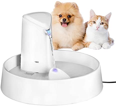 Shinoske Pet Fountain, Automatic Cat Fountain Dog Water Fountain Cat Water Dispenser, Adjustable Water Flow Setting Drinking Fountain Cat Bowl, Day & Night Conversion, Mute
