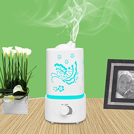 TUPELO 1500ml Air Humidifier with LED Lights,Best Portable Water Diffuser for Home Use, Moisturize Dry Room, Soft Skin, Cure Dry Throats and Coughs, Health Aroma Therapy with Essential Oils