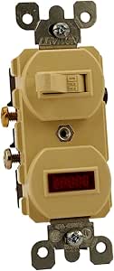 Leviton 5226-I 15 Amp, 120 Volt, Duplex Style Single-Pole, Neon Pilot AC Combination Switch, Commercial Grade, Ivory