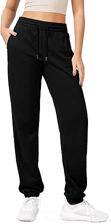 ODODOS Women's Sweatpants Cotton French Terry High Waist Drawstring Casual Lounge Pants with Pockets