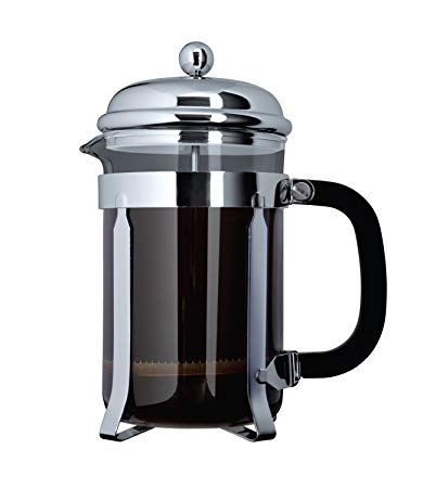 Cafe Ole by Grunwerg 8-Cup Classic Coffee Maker Glass Cafetiere, Chrome Finish, 1000 ml 1 Litre