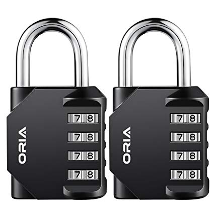 ORIA Combination Locks, 4-Digit Padlock, Combination Lock Set, Waterproof Design for Outdoor Locker, School, Employee, Gym Or Sports Locker, Case, Toolbox, Fence, Hasp Cabinet and Storage -2 Pack