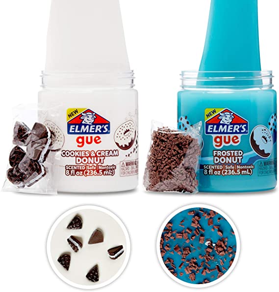 Elmer's GUE Premade, Donut Shop Variety Pack, Scented, Includes Fluffy, Glossy Blue, Slime Add-Ins, 2 Count