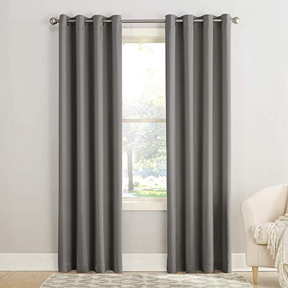 Sun Zero Barrow Energy Efficient Grommet Curtain Panel, 54" x 84", Steel Gray