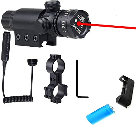 Red 532nm Illuminated Variable Reticle Laser Sight Hunting Rifle Dot Scope,Waterproof Anti Fog Shockproof Mil-dot with On/off Switch Picatinny for Sniper, Military,Weaver Mounts with Barrel Mount