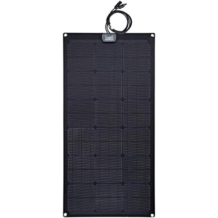 Lensun 80W 12V Black Fiberglass Semi-Flexible Monocrystalline Solar Panel for 12V Charge Battery on Boats, Caravans, Motorhomes, Camping Vans, Yachts, RVs