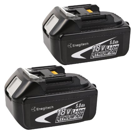 EnegitechTM 2 Pack 18V 5.0AH LXT Lithium-Ion Replacement Battery For Makita BL1850 BL1840 BL1830 LXT-400 194204-5 Cordless Power Tools (slide-style)