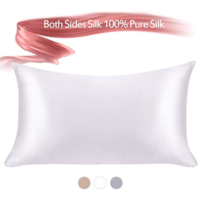 Jaciu 100% Pure Silk Pillowcase, Both Side Silk Pillowcases King/Queen/Standard Size Hidden Zippered Mulberry Silk Pillowcase Hypoallergenic Soft Breathable for Hair, Skin and Good Sleep