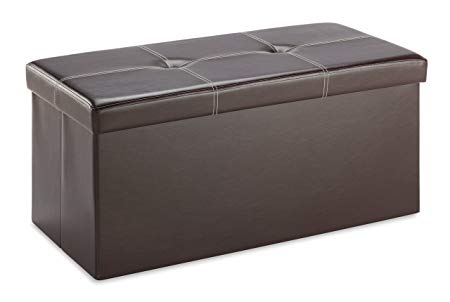 Whitmor Faux Leather Collapsible Storage Bench - Brown