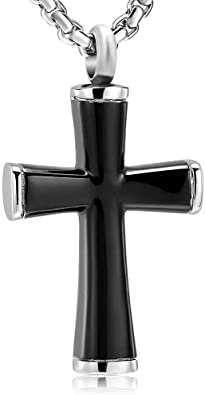 Oinsi Cross Cremation Necklace for Ashes Stainless Steel Crucifix Memorial Urn Jewelry for Women Men Keepsake Pendant