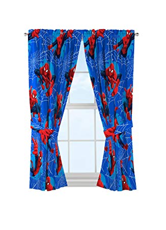 Jay Franco Marvel Spiderman 'Astonish' 42" x 63" Curtain Panel Pair with Tie Backs Drape Set 63 Inch