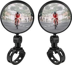 Cosmos 2 Pcs Bike Mirror Cycling Rear View Mirror HD Glass Convex Mirror 360 Degree Adjustable Rotatable Bicycle Handlebar Mirror Wide Angle Safety Mirror for Mountain Road Bike Bicycle