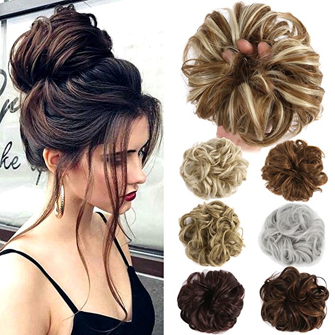 Lelinta Hair Bun Extensions Wavy Curly Messy Hair Extensions Donut Hair Chignons Hair Piece Wig Hairpiece