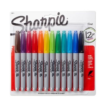 Sharpie Permanent Markers, Fine Point, Assorted Colors, 12-Count