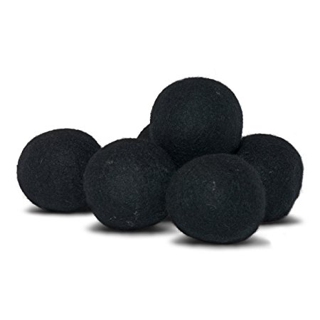 Wool Dryer Balls, Set of 6 Organic Laundry Balls for Dryer, Black, by InsideSmarts