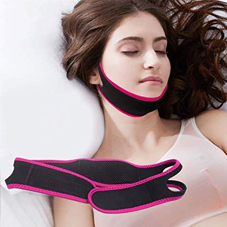 Anti Snoring Chin Strap - Snore Solution Reduction Sleep Aids - Adjustable Snore Devices for Men and Women (Red)