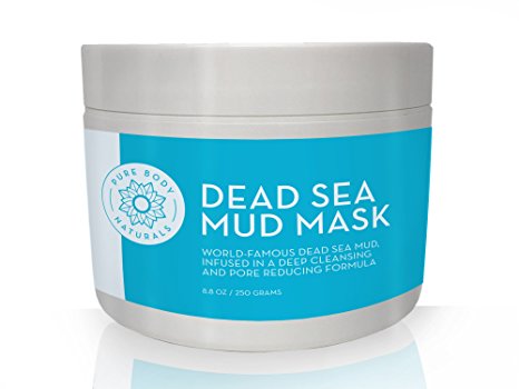 Dead Sea Mud Mask for Face and Body, Purifying Face Mask for Acne, Blackheads, and Oily Skin by Pure Body Naturals (Premium, 8.8 Ounce)