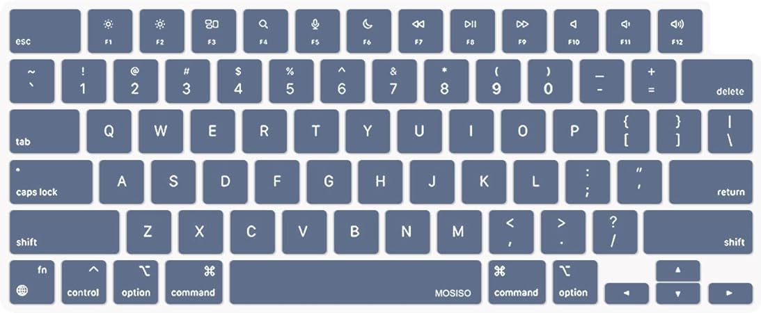 MOSISO Keyboard Cover Skin Compatible with MacBook Air 15 M3 A3114 M2 A2941/Air 13.6 M3 A3113 M2 A2681/Pro 14 M3 M2 M1 A2918 A2992 A2779 A2442/Pro 16 M3 M2 M1 A2991 A2780 A2485, Steel Blue