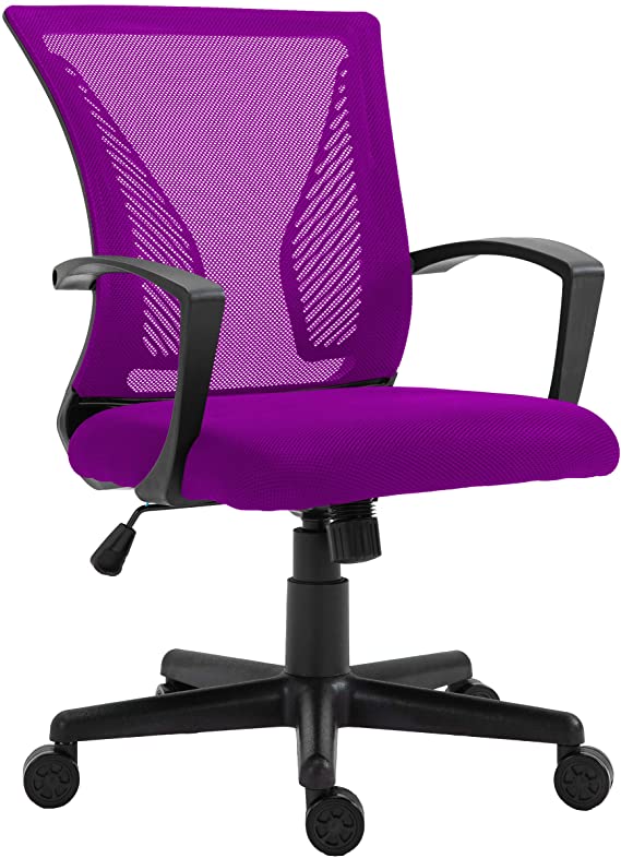 HALTER Desk Chair - Purple Gaming Mesh Chair - Adjustable and Comfortable Ergonomic Chair with Armrests and Wing Lumbar Support - Ideal Gaming or Home Office Chair