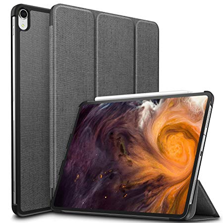 Infiland iPad Pro 12.9 2018 Case, Ultra Slim Tri-Fold Shell Case Cover Compatible with iPad Pro 12.9 Inch 2018 Release (Auto Wake/Sleep), Gray