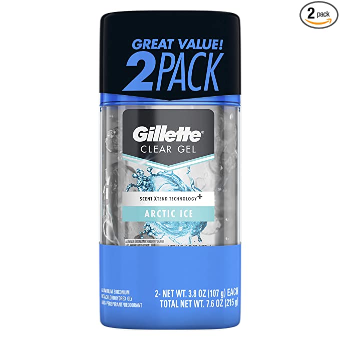 Gillette Clear Gel Arctic Ice Antiperspirant and Deodorant, 3.8 oz 2 ct