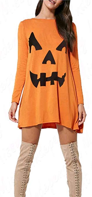 Mitch ® Ladies Womens Halloween Pumpkin Swing Dress Oufit Costume Available in PLUS SIZES