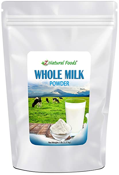 Powdered Whole Milk - 5 lb Bulk Size - Dry Milk Powder - Dried For Emergency Long Term Food Storage - Great For Cooking, Baking, Cereal, Coffee, & Tea - Non GMO & Gluten Free