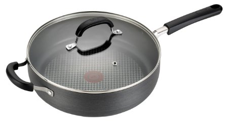 T-fal C03782 OptiCook Hard Anodized Thermo-Spot Titanium Nonstick Oven Safe Jumbo Cooker Saute Pan Cookware, 5-Quart, Black