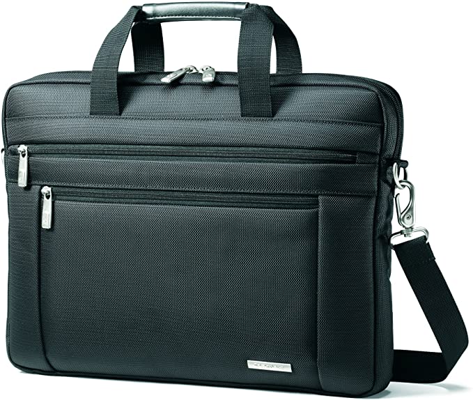 Samsonite Classic Laptop Slim Briefcase, Black, 16 x 2 x 12-Inch