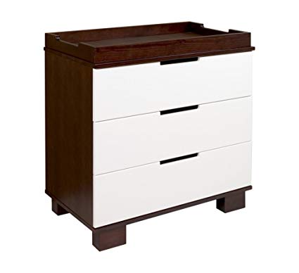 Babyletto Modo 3-Drawer Changer Dresser with Removable Changing Tray, Espresso/White