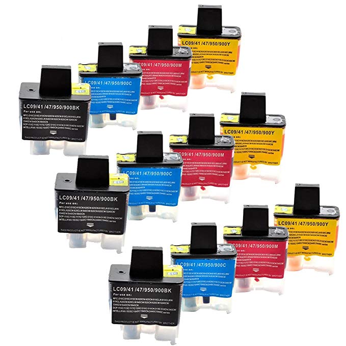 INKMATE 12 Pack Compatible for Brother LC41 LC41BK LC41C LC41M LC41Y Ink Cartridge for MFC-420CN MFC-5440CN MFC-5840CN MFC-620CN MFC-640CW MFC-820CW Printer