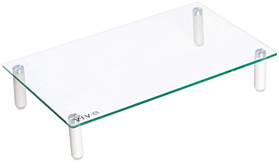 VIVO Glass Ergonomic Universal 15.7” Tabletop Monitor Riser | Mid-Sized Desktop Stand for Computer Monitor, TV, Laptop/Notebook, and More (STAND-V000T)