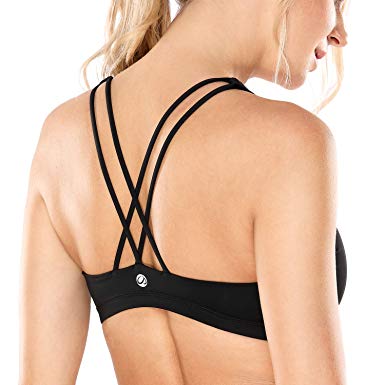 CRZ YOGA Women's Cross Back Wirefree Removable Cups Longline Yoga Sports Bra