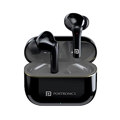 Portronics Harmonics Twins S6 | TWS Earbuds | Auto ENC | Quad Mics I 50 Hrs Playtime | 10mm Drivers | IPX4 | ASAP Charge | BT 5.3 I Voice Assistant I Type C Charging Port(Black)