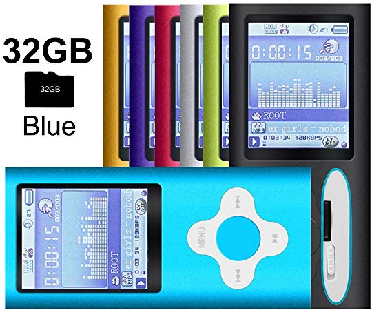 G.G.Martinsen White on Blue Versatile MP3/MP4 Player, Support Photo Viewer, Mini USB Port 1.8 LCD, Digital MP3 Player, MP4 Player, Video/Media/Music Player