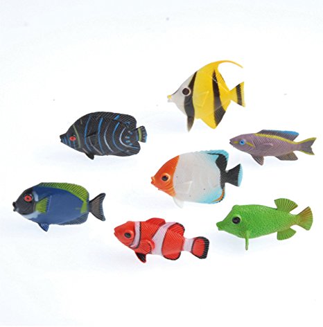 US Toy Assorted Color and Design Tropical Fish Figure Play Set (Lot of 12)