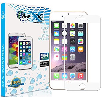 iPhone 6 Screen Protector, MXx iPhone 6/6s Tempered Glass Screen Protector, Edge to Edge White Ballistic Glass 2.5D Curved Edge 0.3mm Thickness Slim for Apple iPhone 6/ iPhone 6S -4.7-inch- Hd Glass