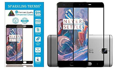 Sparkling Trends™ Premium Edge to Edge Tempered Glass Screen Protector for OnePlus 3 One Plus Three / Oneplus 3T / One plus 3T Black [No Rainbow Guarantee]
