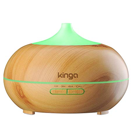 KINGA 2019 updated aroma diffuser essential oil diffuser air purifier home humidifier 300ML Light-wood color UK adapter included