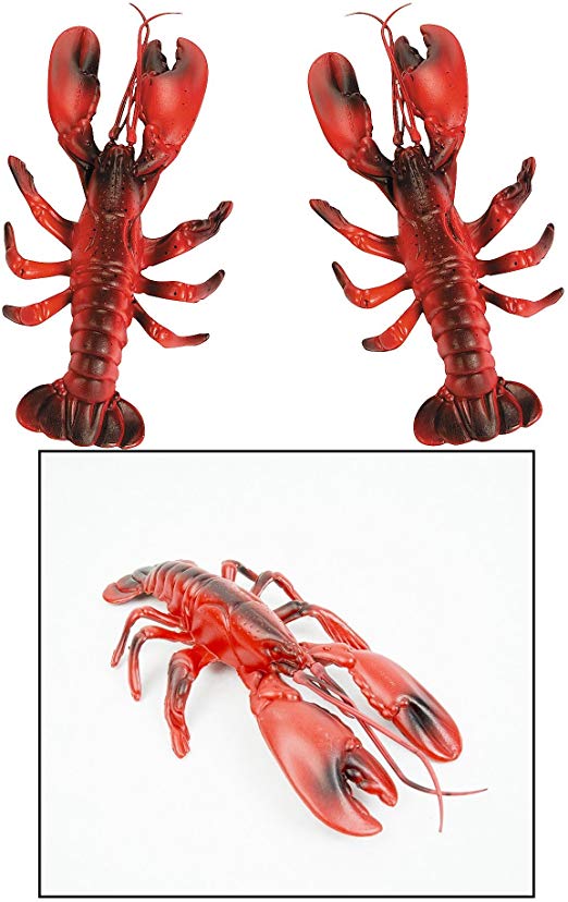 3 Hard Plastic LOBSTERS Decorations/LUAU/NAUTICAL PARTY DECOR/CLAM BAKE/BEACH/11.5" Long/SET OF Three/OCEAN LIFE